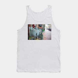 Selective focus on foreground in street scene in plush residential suburb in Boston New England Tank Top